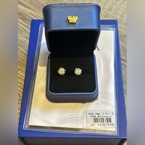 9.0 mm 3 carat Classic Four Claws Moissanite Earrings